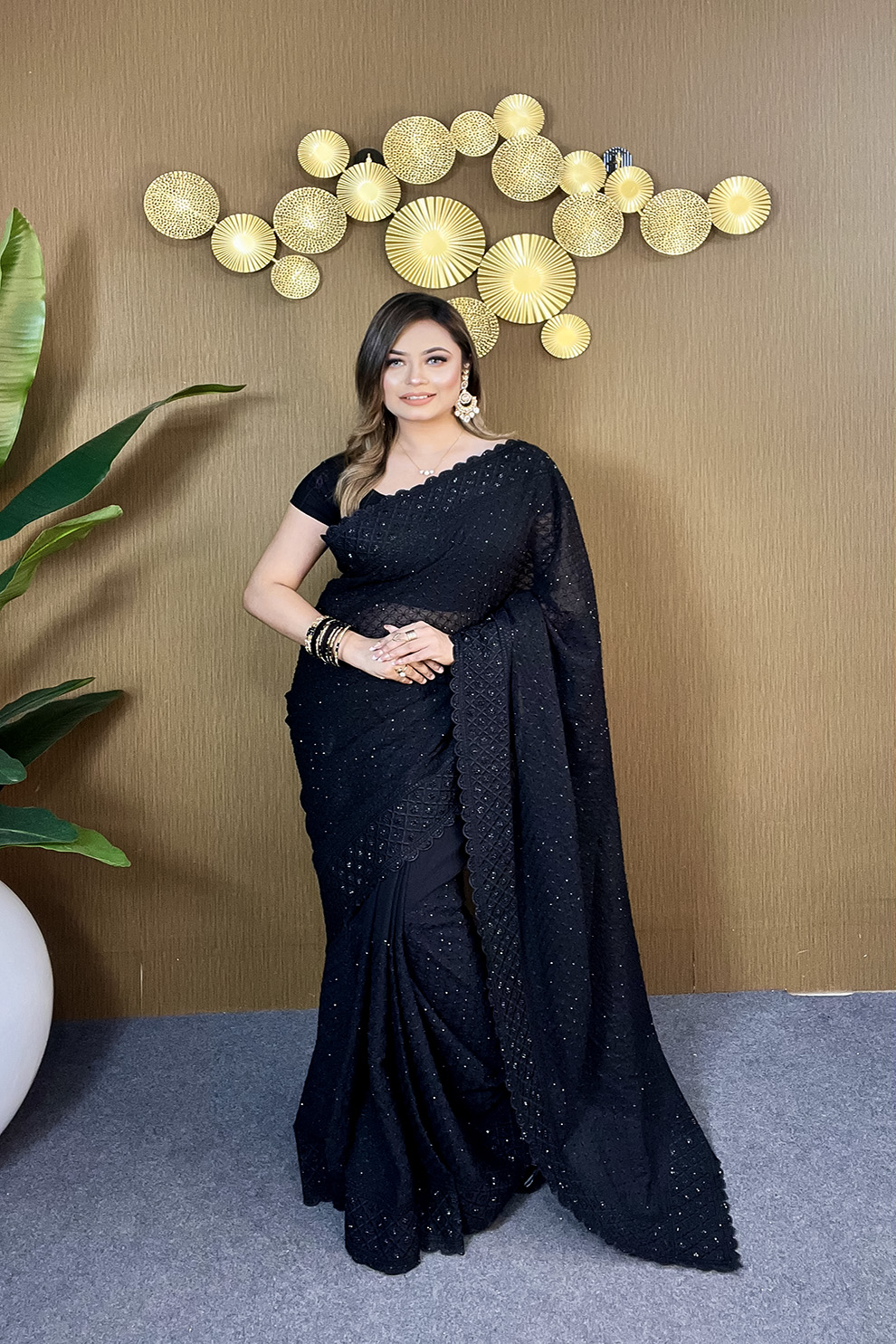 Black Diamond Soft Chiffon Georgette Saree